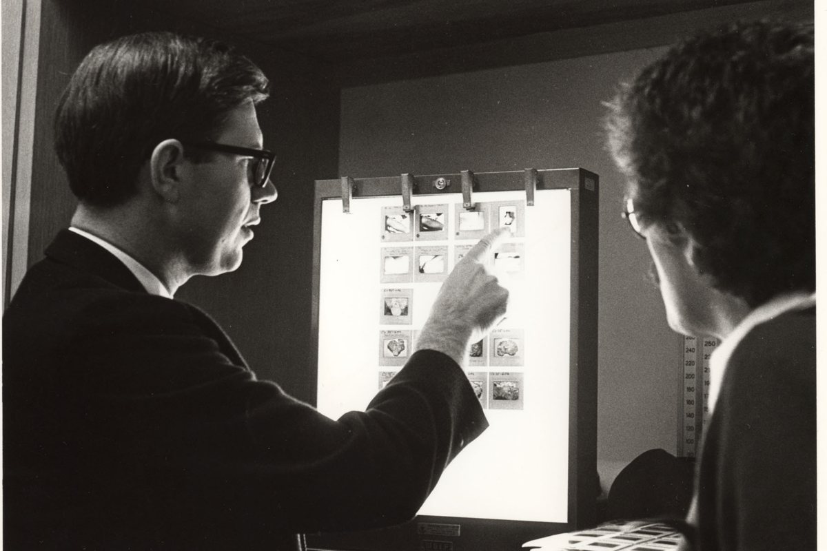 Men using a Slide Viewer