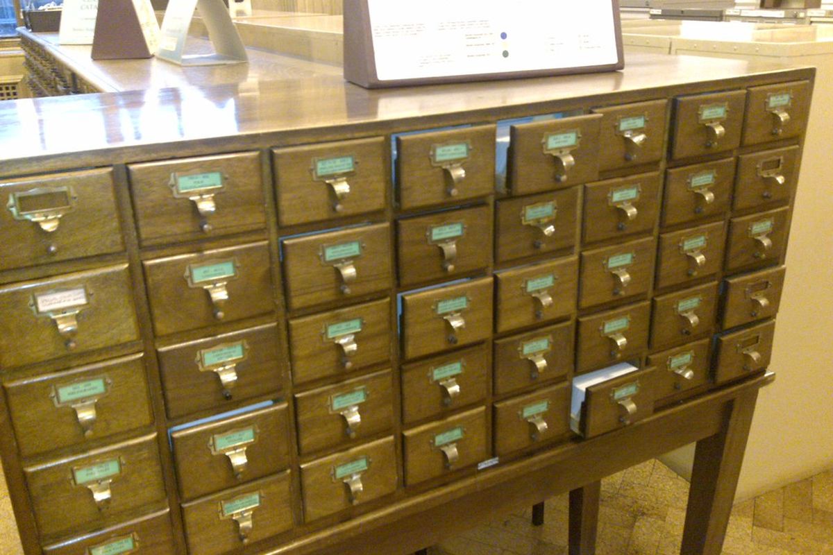 Manchester Central Library card index drawers