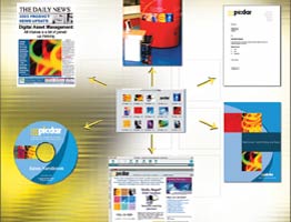 Brand and rights management: one message across many channels — illustration from the Picdar site as published in 2005